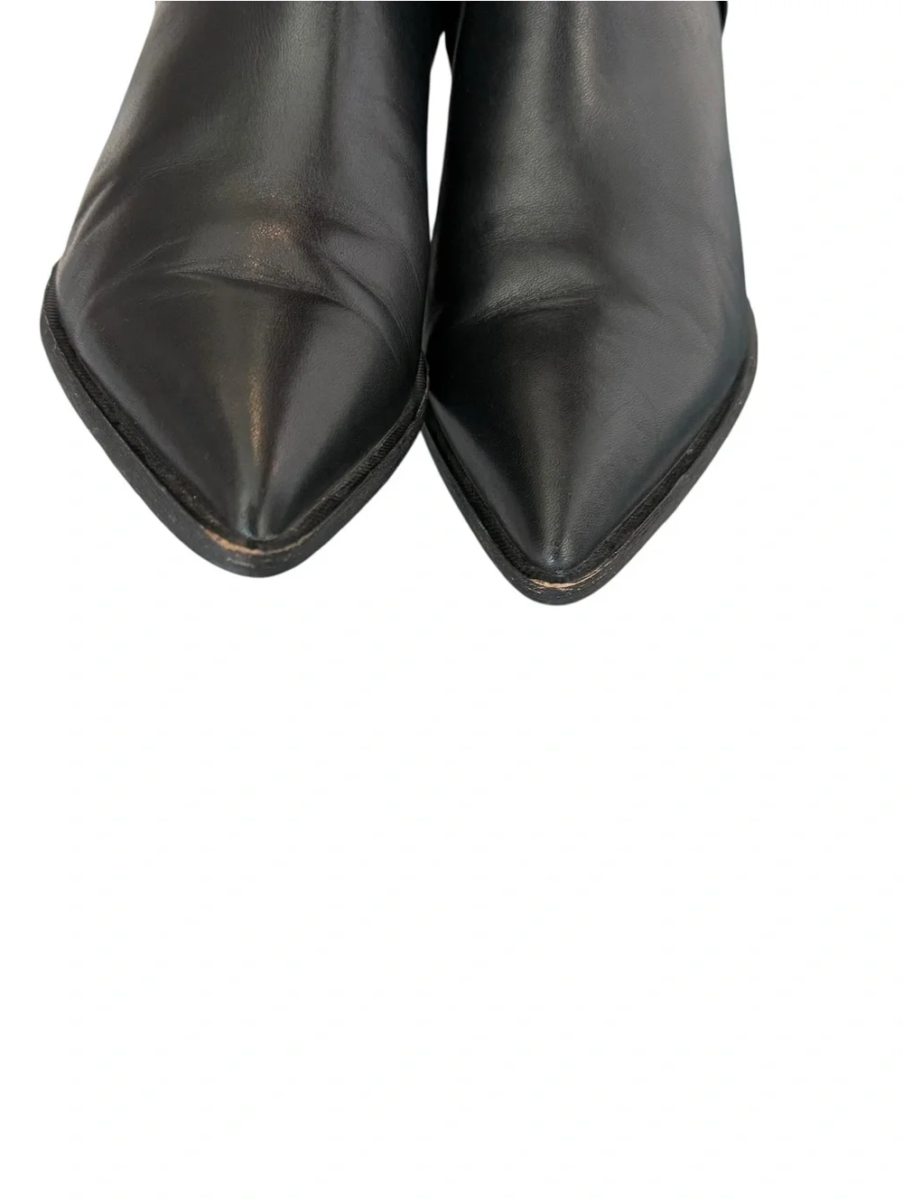 Sam Edelman Riker Vaquero Saddle Black Leather Pointed Toe Harness Ankle Boots